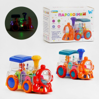 Паровозик ТК 52136  "WToys", 2 кольори, УКРАЇНСЬКЕ ОЗВУЧУВАННЯ, звук, підсвічування, шестерні, колесо вільного ходу
