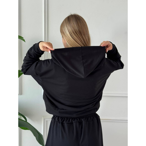 Жіноче худі oversize двонитка з принтом, колір чорний 42-46