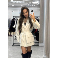 Жіночий комплект двійка піджак баска костюмка LUX, колір молоко 42-48