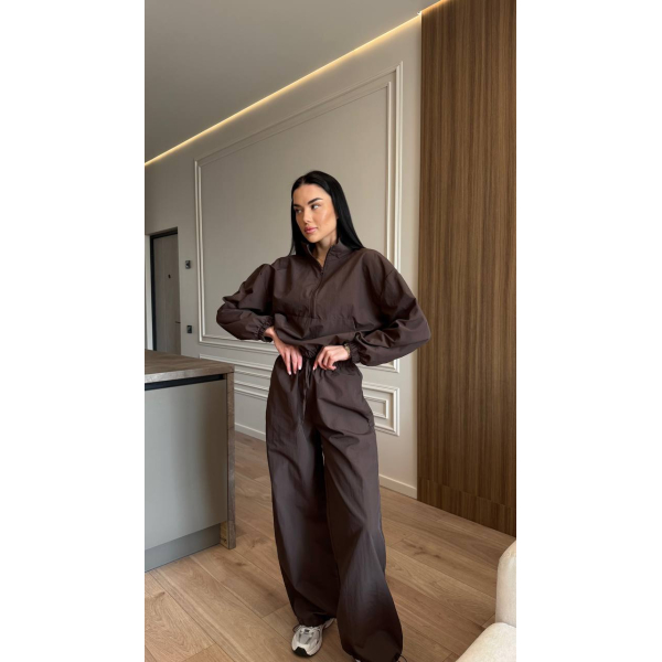Жіночий костюм oversize плащівка жатка, колір чорний 42-46