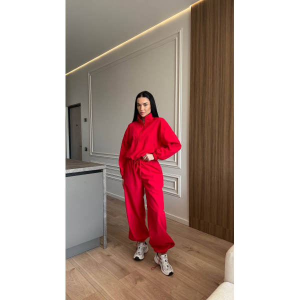 Жіночий костюм oversize плащівка жатка, колір чорний 42-46