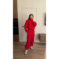 Жіночий костюм oversize плащівка жатка, колір червоний 42-46