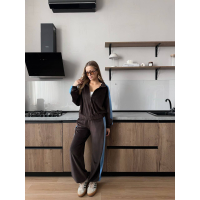 Жіночий костюм casual велюр, колір шоколад 44-46