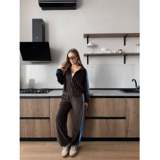 Жіночий костюм casual велюр, колір шоколад 44-46