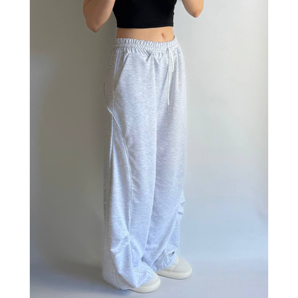 Жіночі штани oversize двонитка, колір чорний 42-48