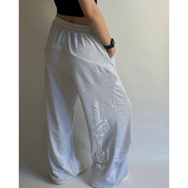 Жіночі штани oversize двонитка, колір чорний 42-48