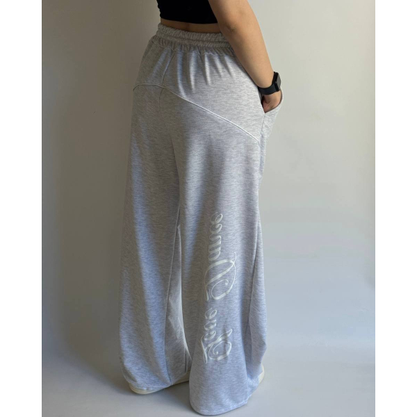 Жіночі штани oversize двонитка, колір чорний 42-48