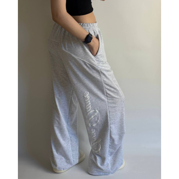 Жіночі штани oversize двонитка, колір чорний 42-48