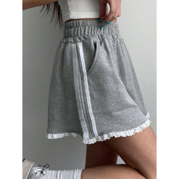 Жіноче шорти oversize двонитка стильні, колір чорний 42-46