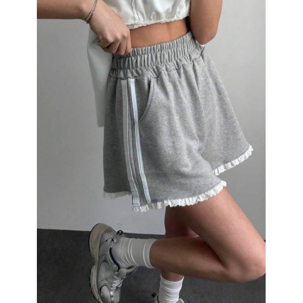 Жіноче шорти oversize двонитка стильні, колір чорний 42-46