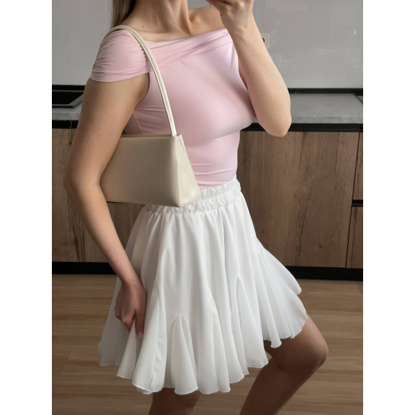 Жіноча спідниця з шортами креп шифон Baby doll, колір чорний 42-44