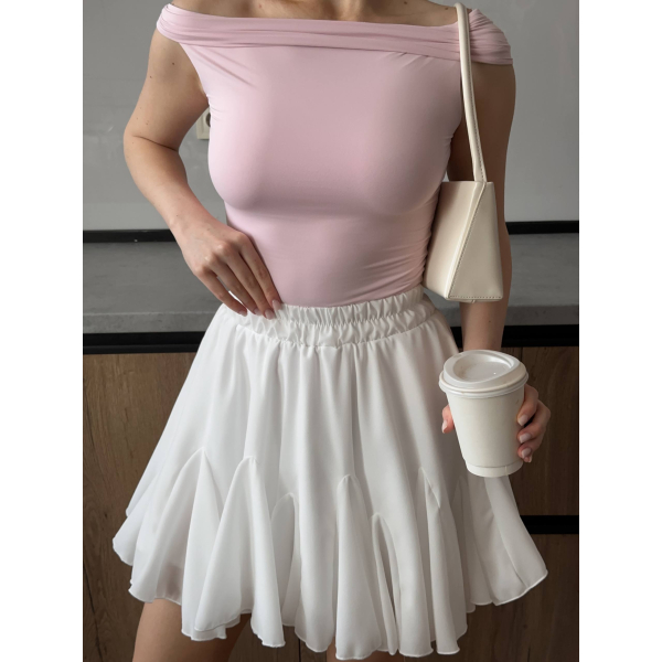 Жіноча спідниця з шортами креп шифон Baby doll, колір чорний 42-44