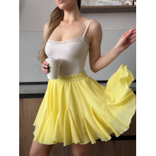 Жіноча спідниця з шортами креп шифон Baby doll, колір лимонний 44-46