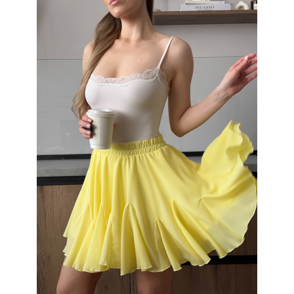 Жіноча спідниця з шортами креп шифон Baby doll, колір чорний 42-44