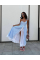 Жіноча сукня міді в клітинку на бретелях з розрізом, колір блакитний 42-44