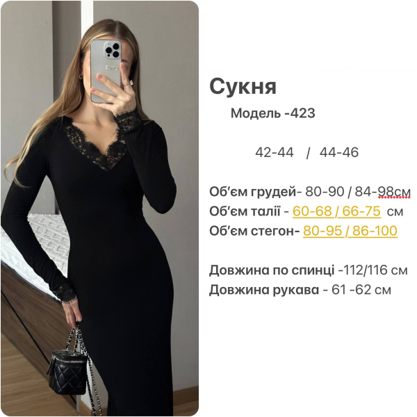 Жіноча сукня по фігурі з мереживом, колір шоколад 44-46