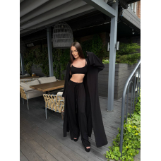 Жіночий костюм 3в1 оверсайз віскоза, колір чорний 42-46