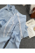 Жіночий костюм трійка льон смужка з мереживом, колір блакитний 42-46