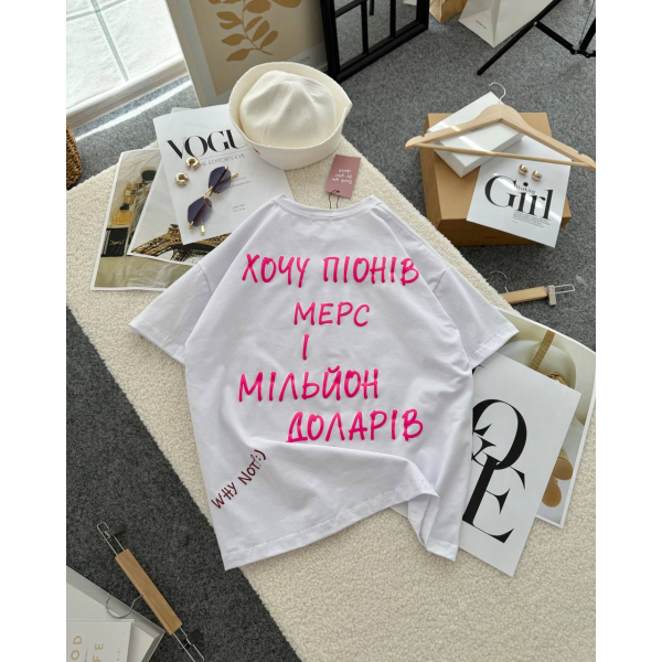 Жіноча футболка oversize кулір, колір білий 42-46
