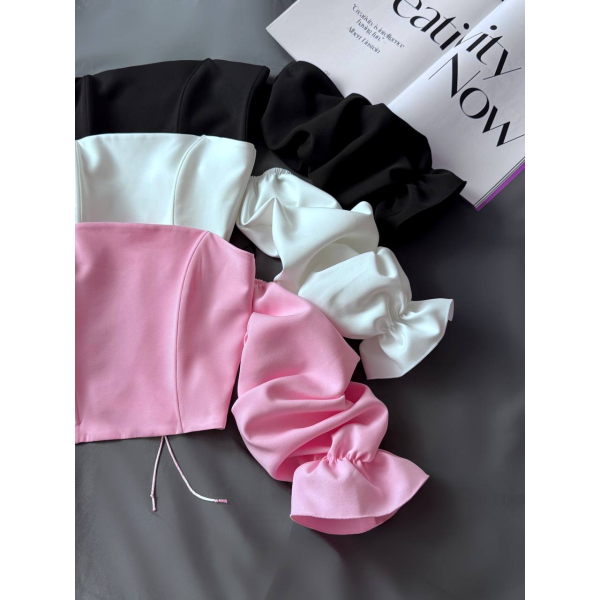 Жіноча корсетна блуза костюмка Lux з шнурівкою, колір чорний L/XL