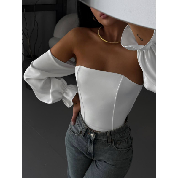 Жіноча корсетна блуза костюмка Lux з шнурівкою, колір чорний L/XL