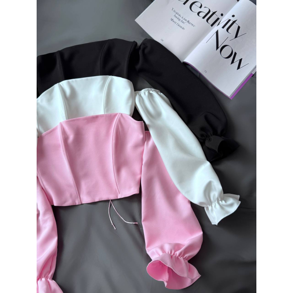 Жіноча корсетна блуза костюмка Lux з шнурівкою, колір чорний L/XL