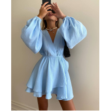 Жіноча сукня муслінова з рюшами, колір блакитний 44-46