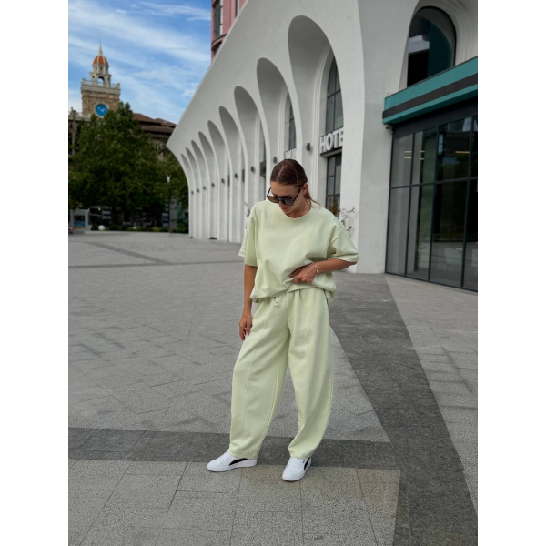 Жіночий костюм oversize лакоста дабл фейс, колір лайм one size
