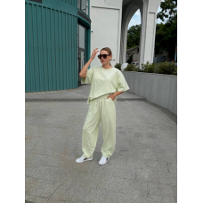 Жіночий костюм oversize лакоста дабл фейс, колір лайм one size