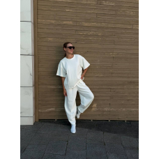Жіночий костюм oversize лакоста дабл фейс, колір молочний one size
