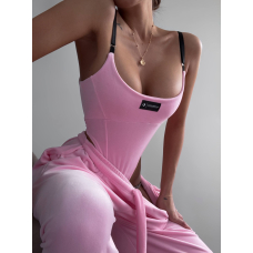 Жіночий комплект боді та штани велюр, колір нжний Barbie Pink SM